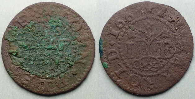 Harrold, John Bletsoe 1668 halfpenny Harrold, John Bletsoe 1668 halfpenny